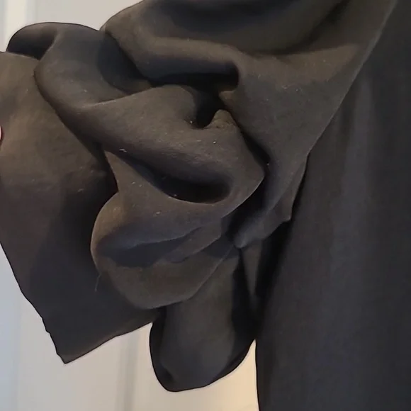 Rose + Olive Black Puff Sleeve. Size M - Picture 3 of 7